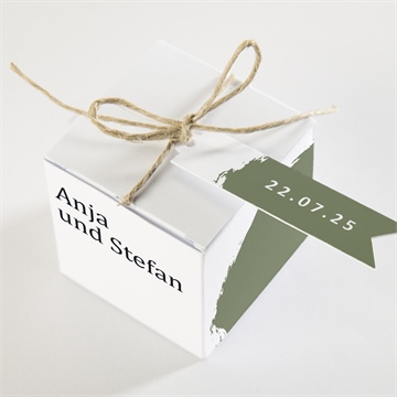 Geschenkbox Hochzeit olivfarbener pinselstrich - vue 3