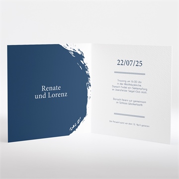 Hochzeitseinladung blauer pinselstrich - Sicht 3