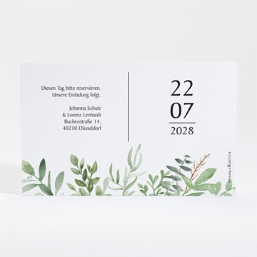 Save the Date Karte blätterschmuck - quer - Sicht 2