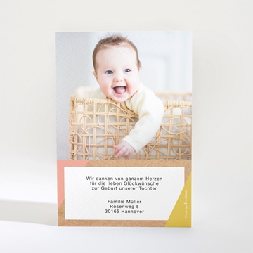 Dankeskarte Geburt pastellfarben und kraftpapier - Sicht 2