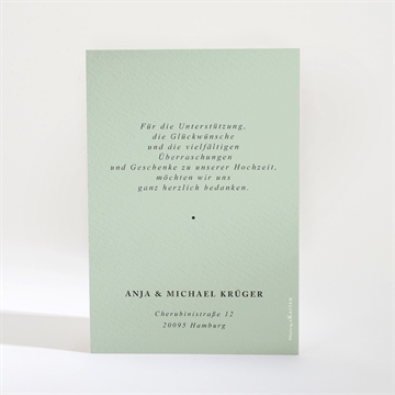 Dankeskarte Hochzeit mandelgrün - Vue 2