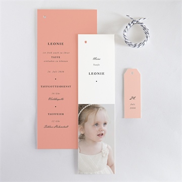 Einladung Taufe kartentrio rosa - Vue 4