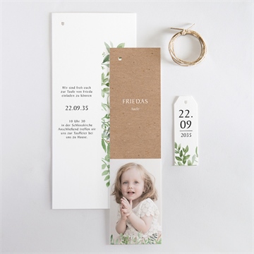 Einladung Taufe kraftpapier und pflanzenmotiv - Vue 4