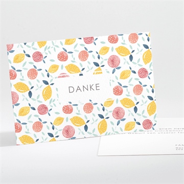 Dankeskarte Geburt zitrusfrüchte