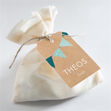 Geschenkanhänger Taufe blaue girlande - Vue 2