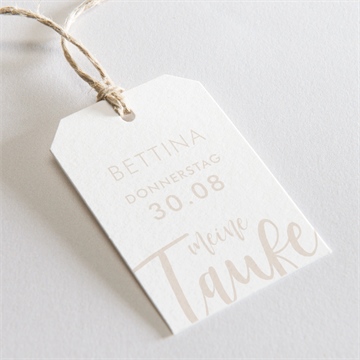 Geschenkanhänger Taufe kupfer schrift