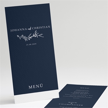 Menükarte Hochzeit mineralblau