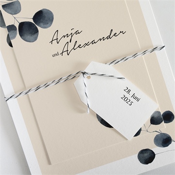 Hochzeitseinladung aquarell in schwarz - Vue 2