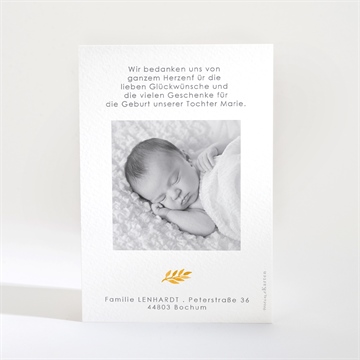 Dankeskarte Geburt rotkehlchen mit vergoldung - Vue 2