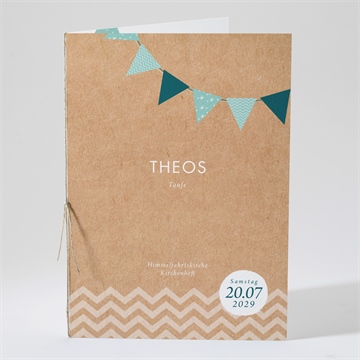 Kirchenheft Taufe blaue girlande