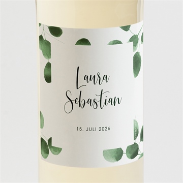 Flaschenetikett Hochzeit eukalyptus