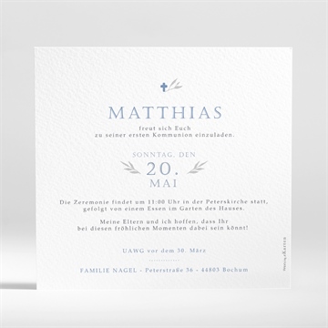 Einladung Kommunion vergiss mich nicht - blau - Vue 2