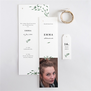 Einladung Konfirmation zarte olivenblätter - vue 4