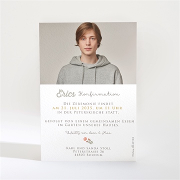 Einladung Konfirmation blumige initiale - Vue 2