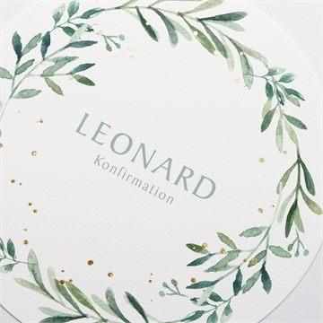 Einladung Konfirmation vergoldeter blumenkranz - Vue 3