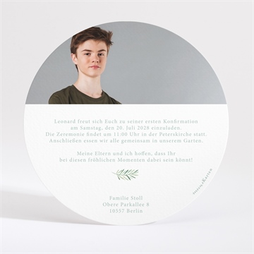 Einladung Konfirmation vergoldeter blumenkranz - Vue 4