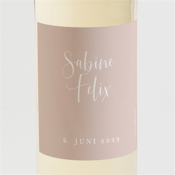 Flaschenetikett Hochzeit zartrosa und kupfer