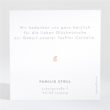 Dankeskarte Geburt blumenkranz prägung - Vue 2
