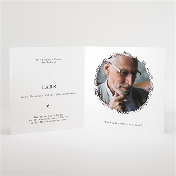 Trauerkarte filigraner blätterkanz - Vue 3