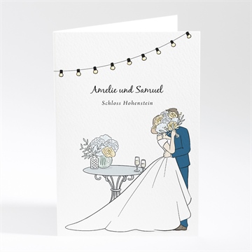 Menükarte Hochzeit liebespaar