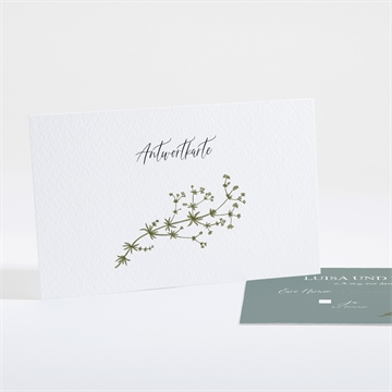 Antwortkarte Hochzeit gravur mit ländlichem motiv