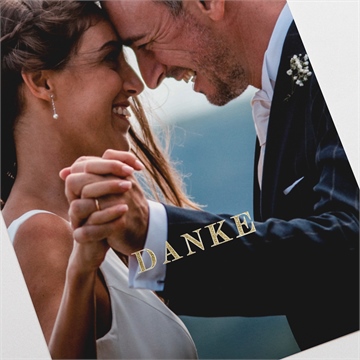 Dankeskarte Hochzeit strauß in nude - gold - Vue 3