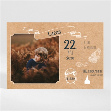 Einladung Kommunion kraftpapierillustration-magnet