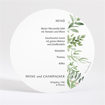 Menükarte Hochzeit blätterschmuck - rund - Vue 2