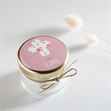 Aufkleber Taufe rosa schleife - Vue 2