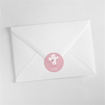 Aufkleber Taufe rosa schleife - Vue 3