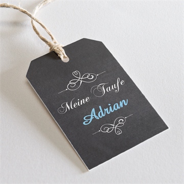 Geschenkanhänger Taufe blauer engel