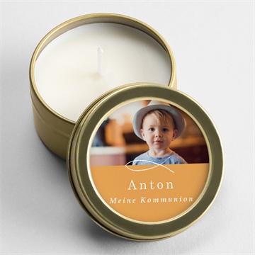 Kerze Kommunion senfgelb