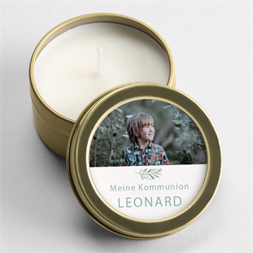 Kerze Kommunion blätter und vergoldung