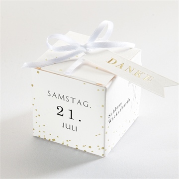 Geschenkbox Hochzeit einfach geschmückt - gold