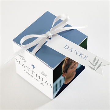 Geschenkbox Kommunion vergiss mich nicht - blau - Vue 3