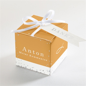 Geschenkbox Kommunion senfgelb - silber