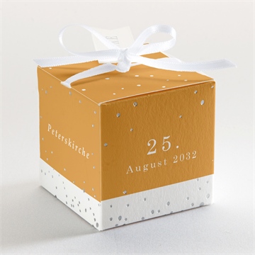 Geschenkbox Kommunion senfgelb - silber - Vue 3