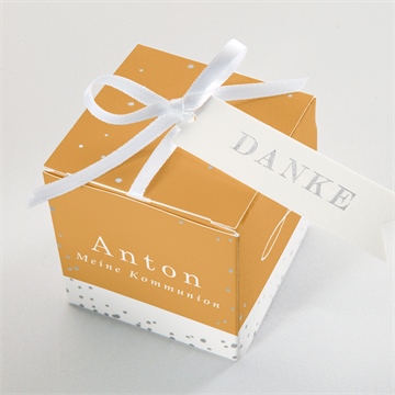 Geschenkbox Kommunion senfgelb - silber - Vue 4
