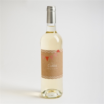 Flaschenetikett Taufe rosa girlande - Vue 2