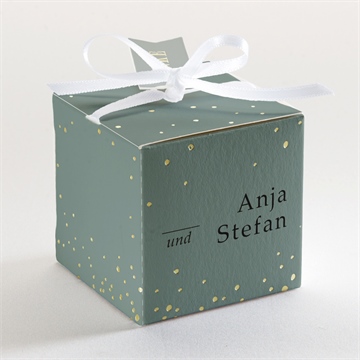 Geschenkbox Hochzeit lorbeergrün - gold - Vue 3