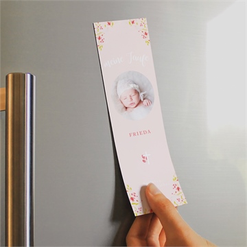 Andenken Taufe zarte rosa blumen - magnet - Vue 2