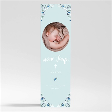 Andenken Taufe zarte blaue blumen - magnet