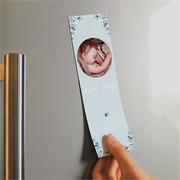 Andenken Taufe zarte blaue blumen - magnet - Vue 2