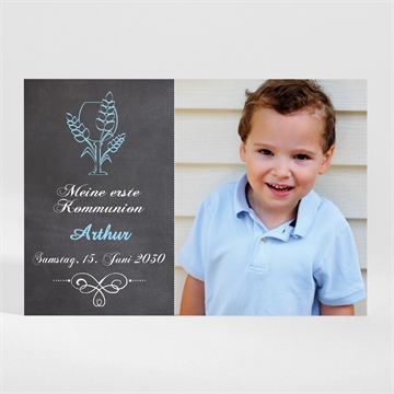 Einladung Kommunion weizenähren blau - magnet