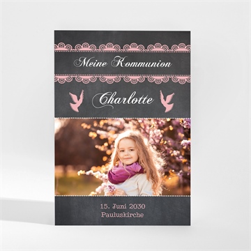 Einladung Kommunion rosa taube - magnet