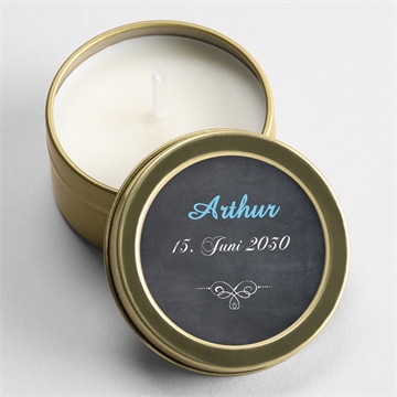 Kerze Kommunion weizenähren blau