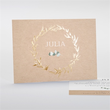 Einladung Konfirmation goldkranz und kraftpapier