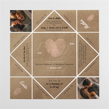 Hochzeitseinladung herzabdruck - origami - Vue 4