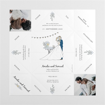 Hochzeitseinladung liebespaar - origami - Vue 4