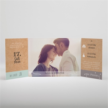 Hochzeitseinladung kleines origami - doppelklapp - Vue 2